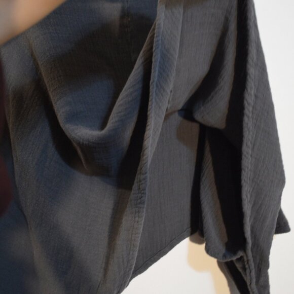 Poncho with Sleeves Dark Grey Light Women's Top Not-Even Bottom Edges - Picture 6 of 7